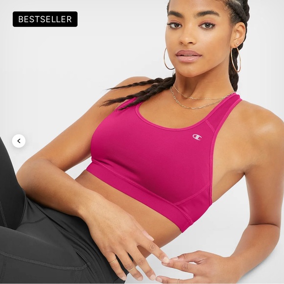 New Champion Compression Sports Bra, C Logo color Fantastic Fuchsia M/L - Picture 5 of 7